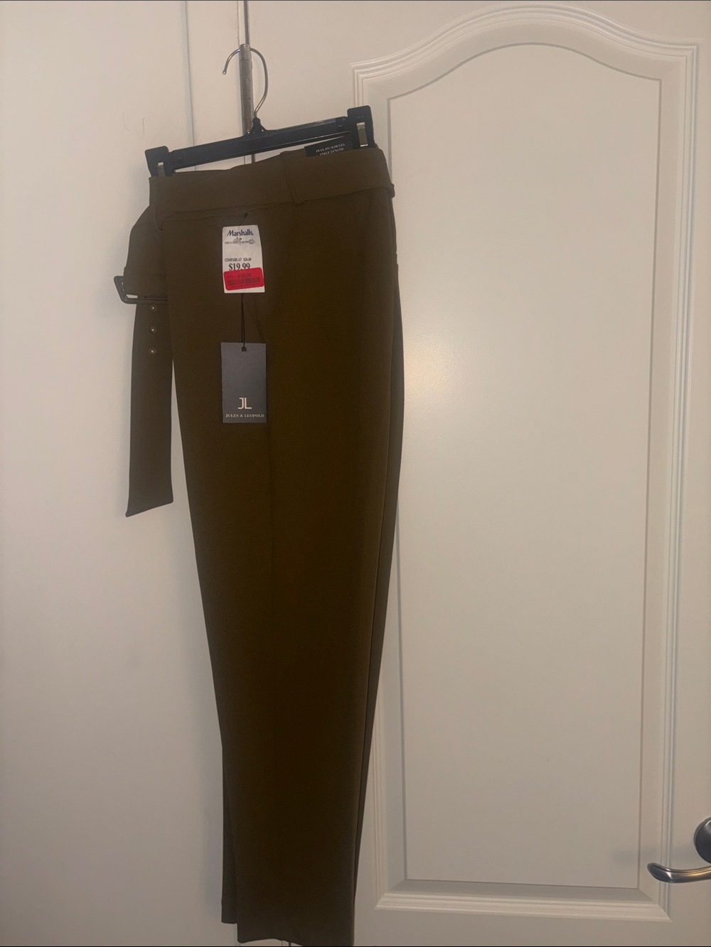 Jules & Leopold Olive Green High-Waist Belted Trousers